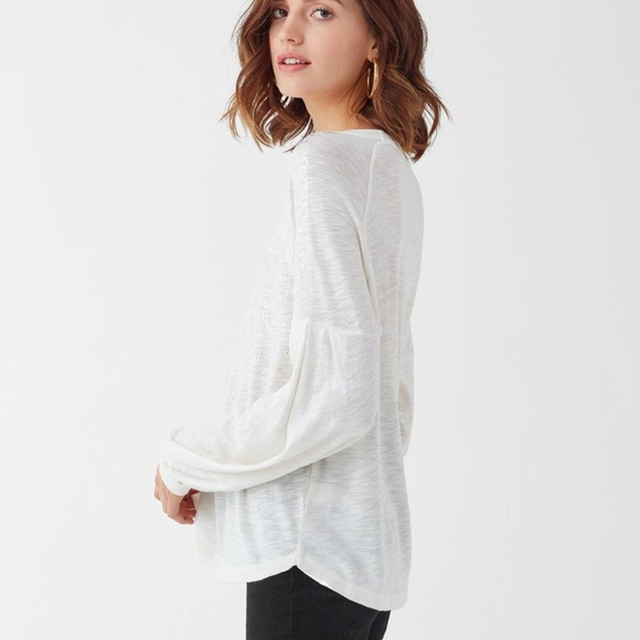 Splendid | Sparkle and Shine Longsleeve Top Small White - Picture 8 of 13